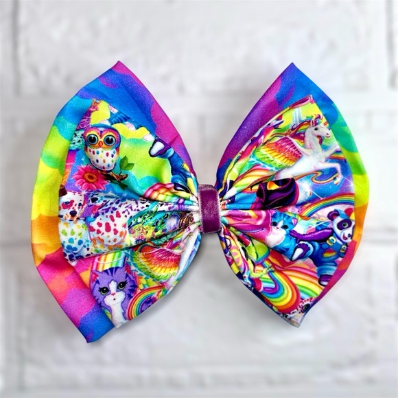 Handmade Lisa Frank Inspired Vibrant Hair Bow - Picture 2 of 14